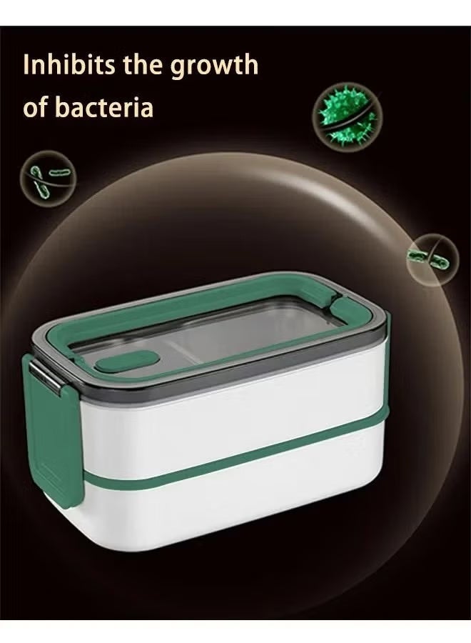 VOGMAX Tableware Bento Box,  Heat Preservation, Double-layer stainless steel Lunch Box, Food Grade Portable Student Lunch Box Multicolour ‎21.5 x 11.5 x 10.5 cm - Image 2